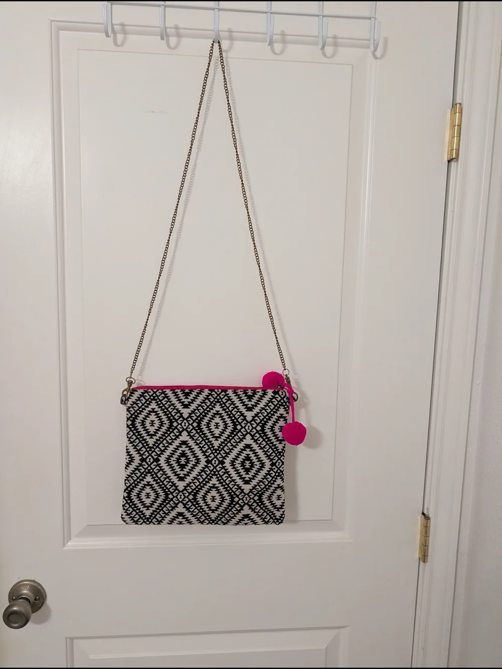 Fabulous MJ New York Boho Embroidered Crossbody Bag Pom Pom Beaded